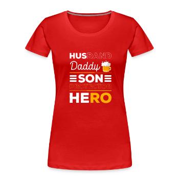 Men's Action Day Beard Masculine - Women's Premium Organic T-Shirt - red - Front - Mia (176cm)