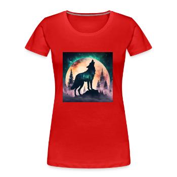 Der Wolf des Vollmondes - Frauen Premium Bio T-Shirt - Rot - Vorne - Mia (176cm)