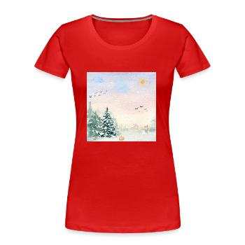 Winter Wonderland Snowy Landscape - Women's Premium Organic T-Shirt - red - Front - Mia (176cm)