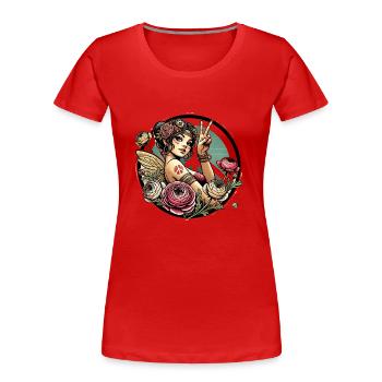 Hippie-Fee - Frauen Premium Bio T-Shirt - Rot - Vorne - Mia (176cm)