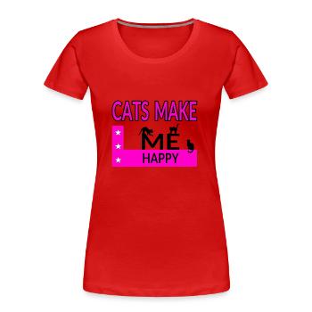 Félin - T-shirt bio Premium Femme - rouge - Devant - Mia (176cm)