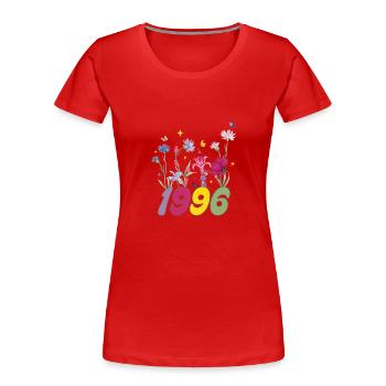 Année de naissance 1996 fleurs sauvages - T-shirt bio Premium Femme - rouge - Devant - Mia (176cm)