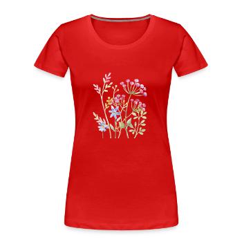 Delicate Watercolour Floral Art - Women's Premium Organic T-Shirt - red - Front - Mia (176cm)