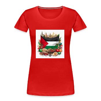 Palestinian Heritage Flag Art - Women's Premium Organic T-Shirt - red - Front - Mia (176cm)