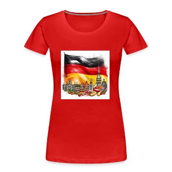 German Flag and Iconic Landmarks - Women's Premium Organic T-Shirt - red - Front - Mia (176cm)
