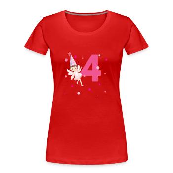 4e anniversaire fée rose - T-shirt bio Premium Femme - rouge - Devant - Mia (176cm)