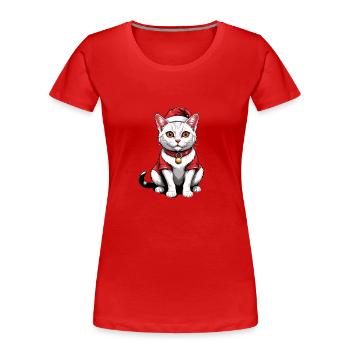 Christmas Cat Santa Claus Cat Cat Gift - Women's Premium Organic T-Shirt - red - Front - Mia (176cm)