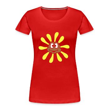 Kleine Sonnenblume Sonne Blume Glückliches Gesicht - Frauen Premium Bio T-Shirt - Rot - Vorne - Mia (176cm)