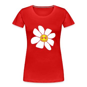 Petit drôle de fleur heureuse visage dessin animé - T-shirt bio Premium Femme - rouge - Devant - Mia (176cm)
