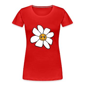Kleine Lustige Glückliche Blume Gesicht Cartoon - Frauen Premium Bio T-Shirt - Rot - Vorne - Mia (176cm)