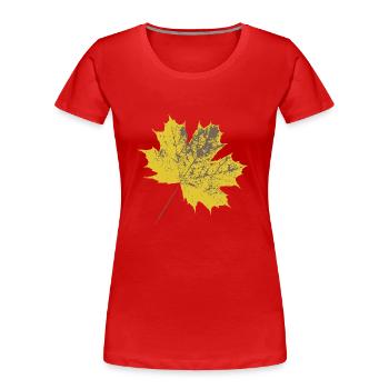 Feuille d’érable jaune - T-shirt bio Premium Femme - rouge - Devant - Mia (176cm)
