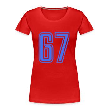 67 - Frauen Premium Bio T-Shirt - Rot - Vorne - Mia (176cm)