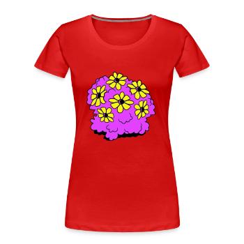 Hübsches 6 Blumen Gebüsch Strauch Blüten Pflanze - Frauen Premium Bio T-Shirt - Rot - Vorne - Mia (176cm)