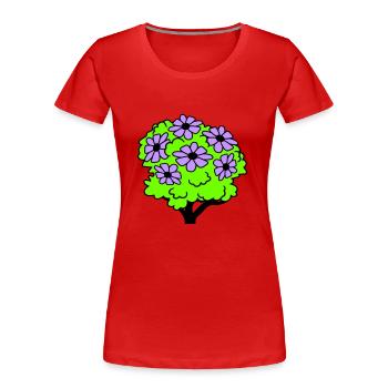 Hübsches 6 Blumen Gebüsch Strauch Blüten Pflanze - Frauen Premium Bio T-Shirt - Rot - Vorne - Mia (176cm)