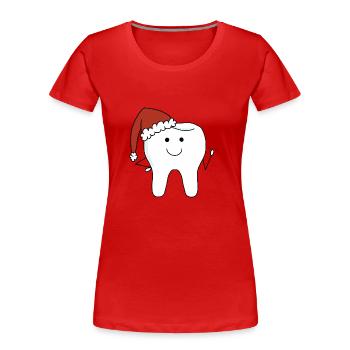 Dent de Noël - T-shirt bio Premium Femme - rouge - Devant - Mia (176cm)
