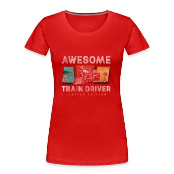 Eisenbahn Lokomotive Spielzeug - Frauen Premium Bio T-Shirt - Rot - Vorne - Mia (176cm)