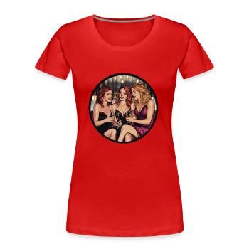 Ein glanzvoller Abend mit Freundinnen - Frauen Premium Bio T-Shirt - Rot - Vorne - Mia (176cm)