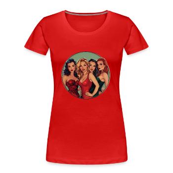 Eleganter Abend mit den besten Freundinnen - Frauen Premium Bio T-Shirt - Rot - Vorne - Mia (176cm)