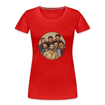 Amis pour la vie – rires et cohésion - T-shirt bio Premium Femme - rouge - Devant - Mia (176cm)