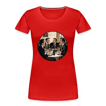 Stilvoller Abend unter Freunden - Frauen Premium Bio T-Shirt - Rot - Vorne - Mia (176cm)