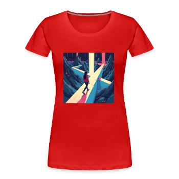 dracehenqodeLIAN - Frauen Premium Bio T-Shirt - Rot - Vorne - Mia (176cm)