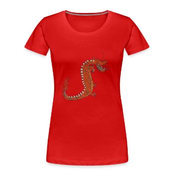 Fou Petit Dragon Fafni - T-shirt bio Premium Femme - rouge - Devant - Mia (176cm)