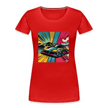 GT Fahrzeug Popart - Frauen Premium Bio T-Shirt - Rot - Vorne - Mia (176cm)