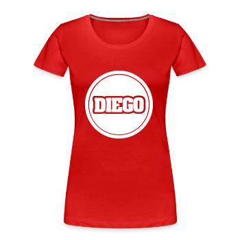Geschenk für Diego - Frauen Premium Bio T-Shirt - Rot - Vorne - Mia (176cm)