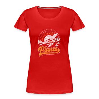 Aviateur d’avion Pilote d’essai - T-shirt bio Premium Femme - rouge - Devant - Mia (176cm)