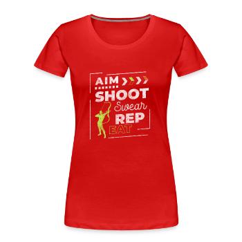 Schütze Sportart Ziel Treffer - Frauen Premium Bio T-Shirt - Rot - Vorne - Mia (176cm)