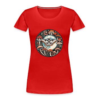 Luna Moth und Pilze - Frauen Premium Bio T-Shirt - Rot - Vorne - Mia (176cm)