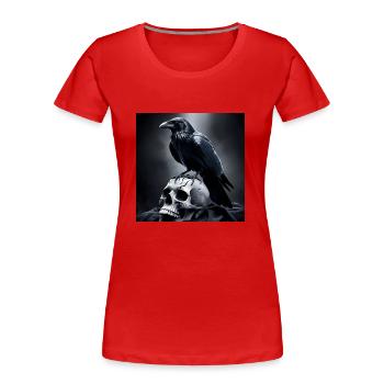 Raven 1 - Frauen Premium Bio T-Shirt - Rot - Vorne - Mia (176cm)