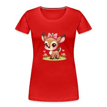 Süßes kleines Rehkitz 3 - Frauen Premium Bio T-Shirt - Rot - Vorne - Mia (176cm)