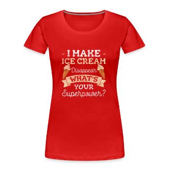 Crème glacée Glace Boule Vendeur de crème glacée Yogourt glacé - T-shirt bio Premium Femme - rouge - Devant - Mia (176cm)