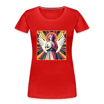 Schutzengel Pop-Art - Frauen Premium Bio T-Shirt - Rot - Vorne - Mia (176cm)
