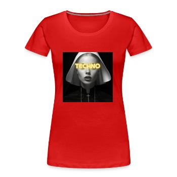 Douce nonne techno - Rave Design - T-shirt bio Premium Femme - rouge - Devant - Mia (176cm)