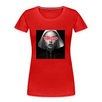 La nonne techno - Rave Design - T-shirt bio Premium Femme - rouge - Devant - Mia (176cm)