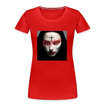 Satanic Techno Nun - Rave Design - Frauen Premium Bio T-Shirt - Rot - Vorne - Mia (176cm)