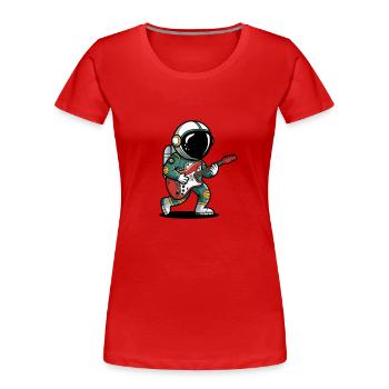 Spaceman spielt Gitarre - Frauen Premium Bio T-Shirt - Rot - Vorne - Mia (176cm)