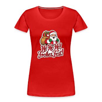 Weihnachtsmann – Ho Ho Ho! Frohes Fest - Frauen Premium Bio T-Shirt - Rot - Vorne - Mia (176cm)