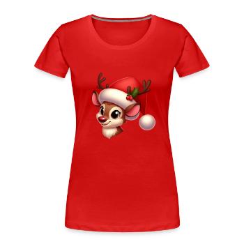 Rudolf 9 - Frauen Premium Bio T-Shirt - Rot - Vorne - Mia (176cm)