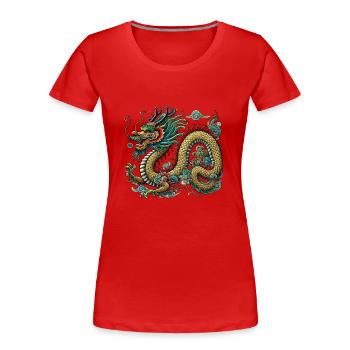 Dragon China - Frauen Premium Bio T-Shirt - Rot - Vorne - Mia (176cm)