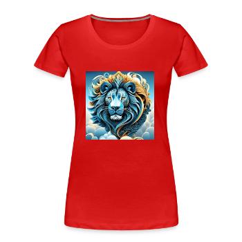 Abstract Portrait of a Lion in the Clouds - Women's Premium Organic T-Shirt - red - Front - Mia (176cm)