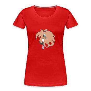 Lion se mordant la langue - T-shirt bio Premium Femme - rouge - Devant - Mia (176cm)
