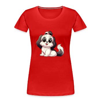 Shih Tzu - Frauen Premium Bio T-Shirt - Rot - Vorne - Mia (176cm)