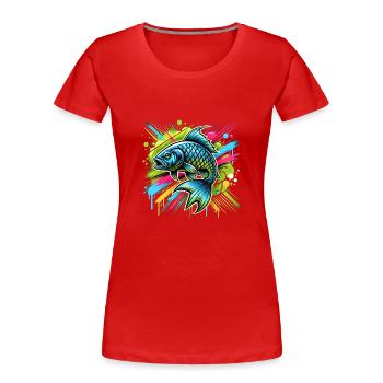 Pêcheur de poissons - T-shirt bio Premium Femme - rouge - Devant - Mia (176cm)