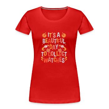 Armbanduhr Sammler Schmuck - Frauen Premium Bio T-Shirt - Rot - Vorne - Mia (176cm)