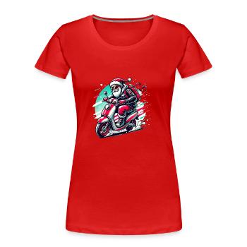 Cool Santa Claus on Scooter - Women's Premium Organic T-Shirt - red - Front - Mia (176cm)