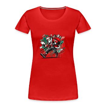 Weihnachtsmann als Postbote im Stress - Frauen Premium Bio T-Shirt - Rot - Vorne - Mia (176cm)