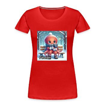 FEV - T-shirt bio Premium Femme - rouge - Devant - Mia (176cm)